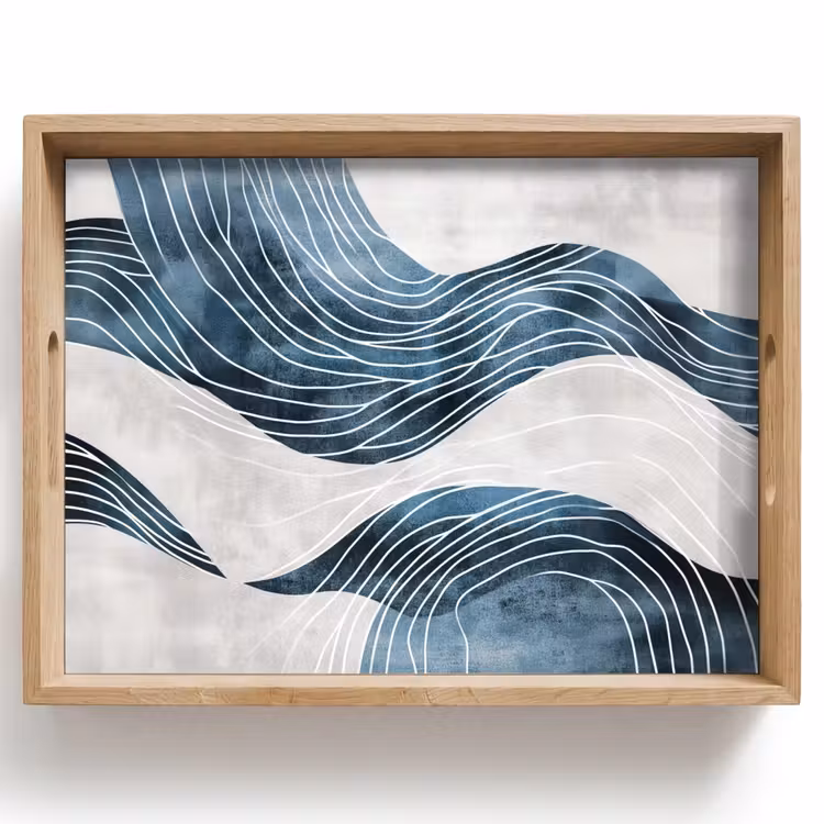 Tablett - Linien - Wellen - Abstrakt - Blau — 1