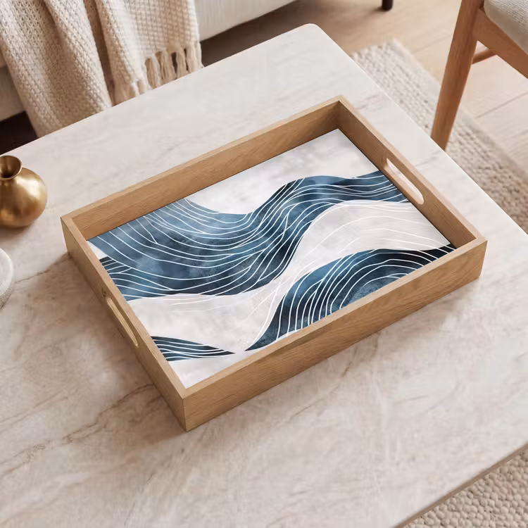 Tablett - Linien - Wellen - Abstrakt - Blau — 2