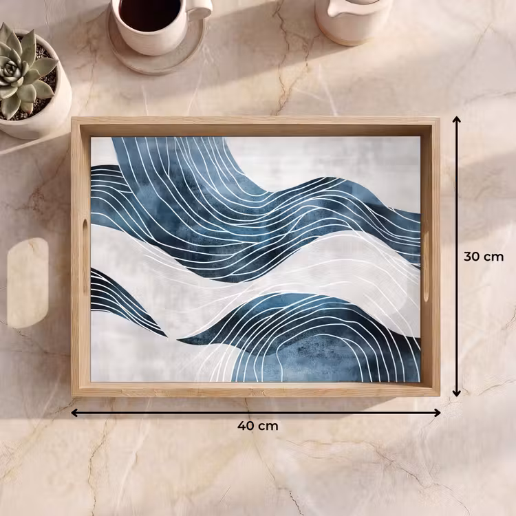 Tablett - Linien - Wellen - Abstrakt - Blau — 7
