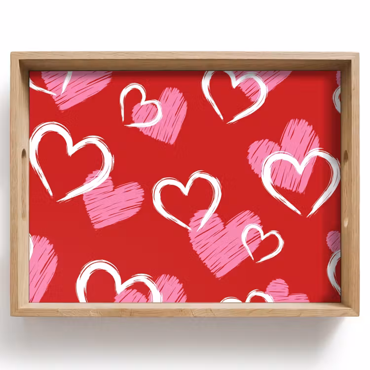 Tablett - Muster - Herzen - Rosa - Valentinstag — 1