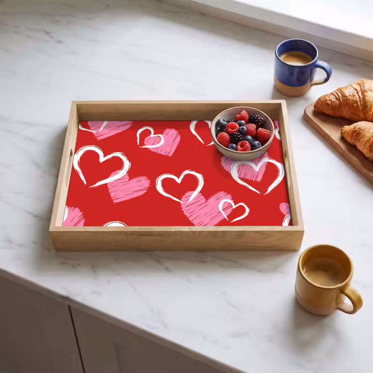 Tablett - Muster - Herzen - Rosa - Valentinstag — 3