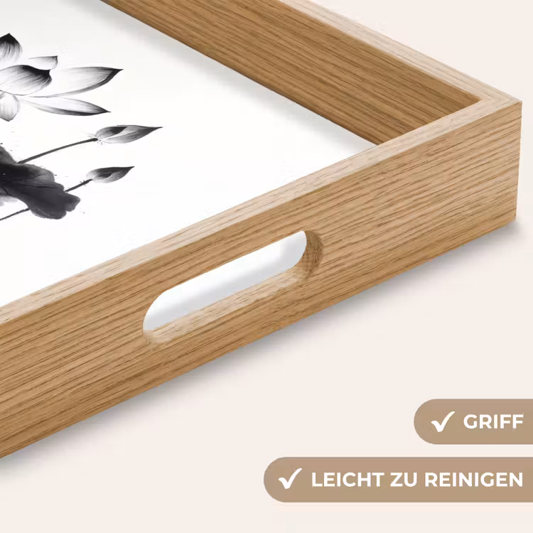 Tablett - Blätter - Schwarz - Lotusblume - Minimalistisch — 8