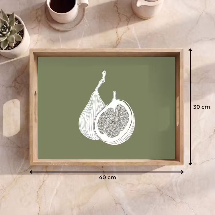 Tablett - Feigen - Minimalistisch - Gezeichnet - Moosgrün — 7