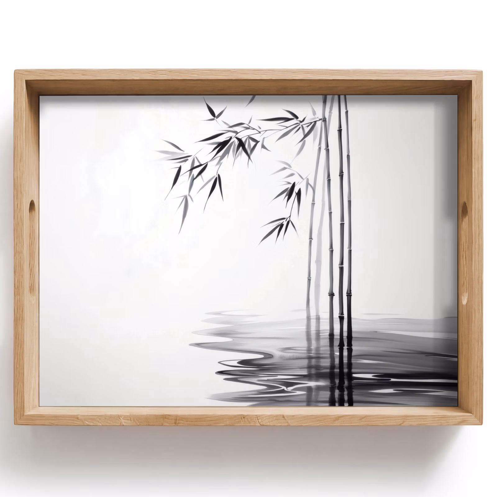 Tablett - Bambusstämme - Wasser - Minimalistisch - Weiß — 1