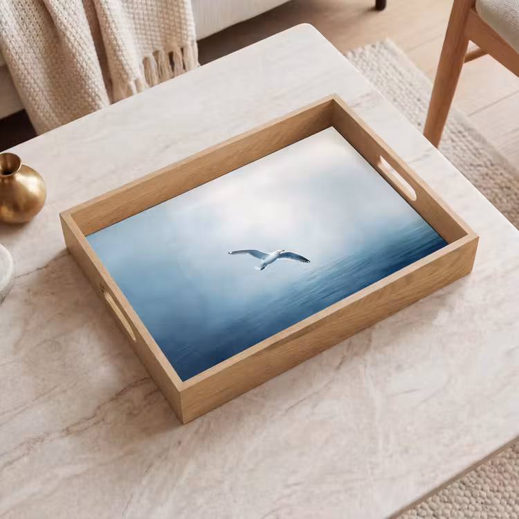 Tablett - Möwe - Weiß - Meer - Neblig — 2