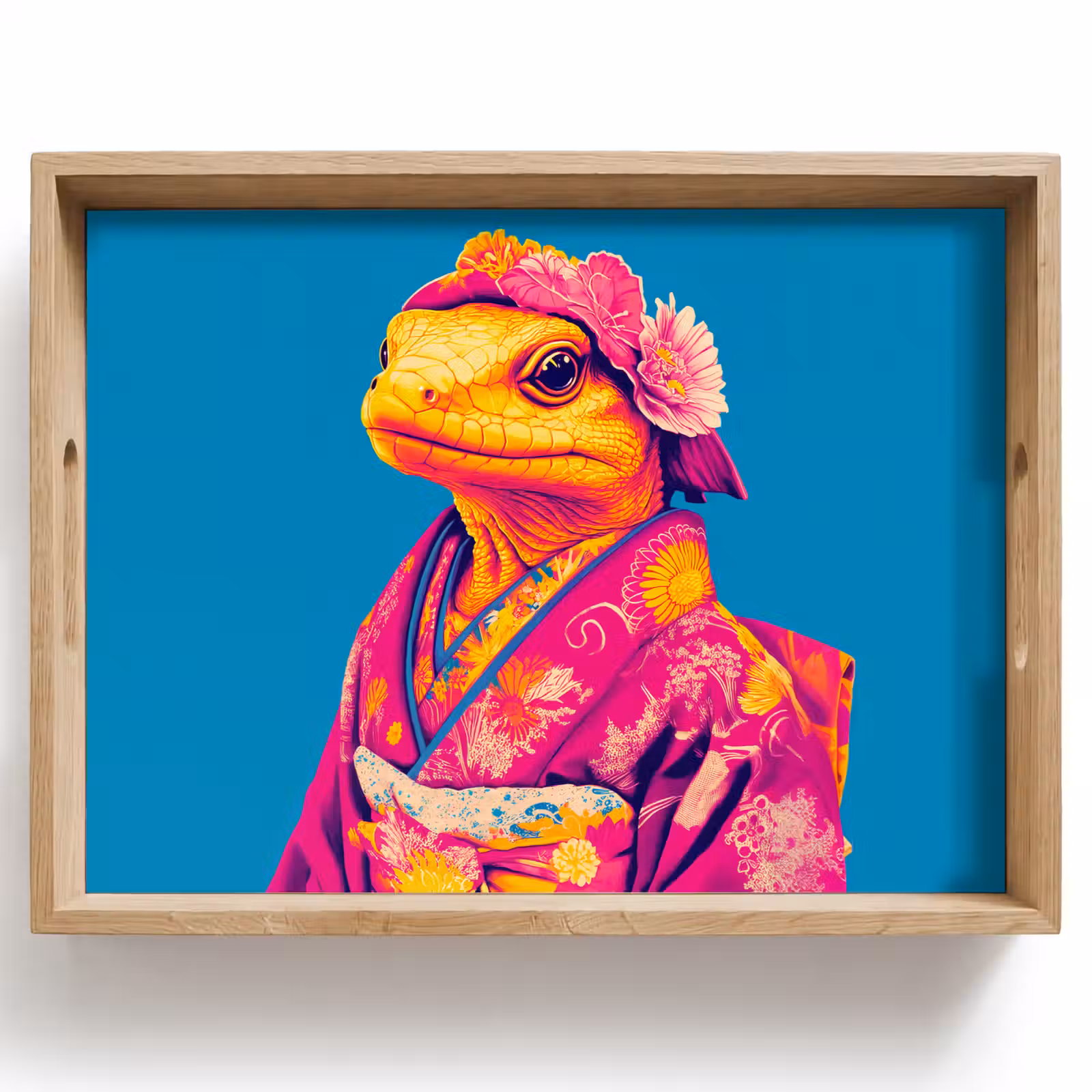 Tablett - Blumenkranz - Eidechse - Kimono - Lila — 1