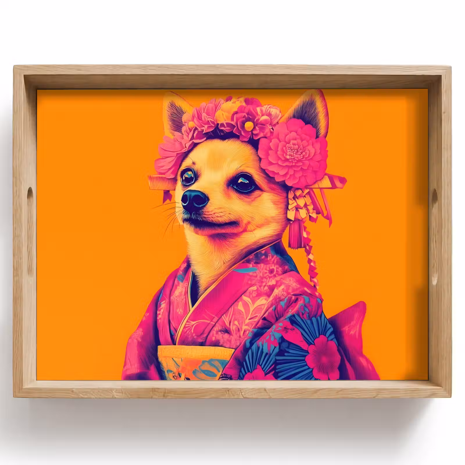 Tablett - Kimono - Hündchen - Blumenkrone - Orange — 1