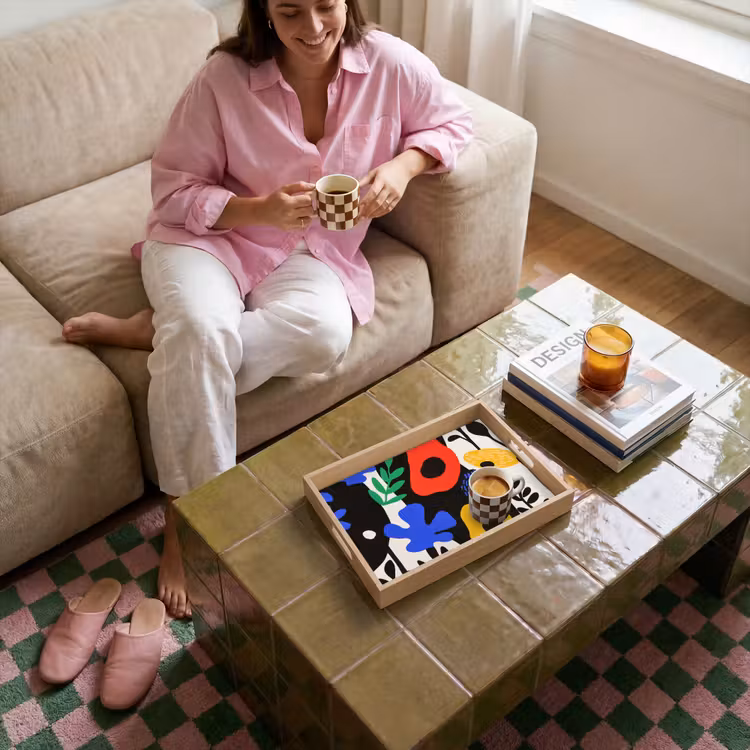 Tablett - Blumen - Blätter - Abstrakt - Schwarz — 4