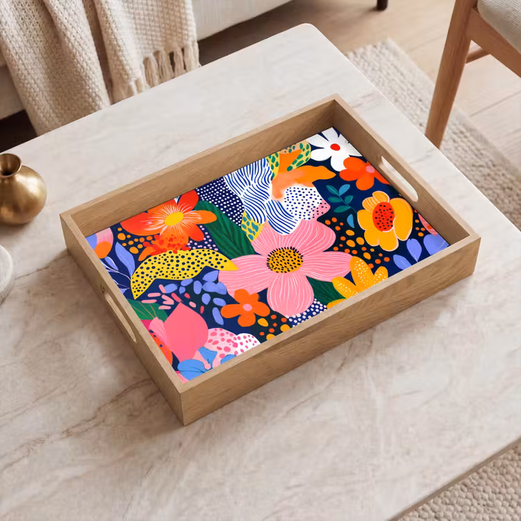 Tablett - Bunt - Blumen - Abstrakt - Punkte — 2