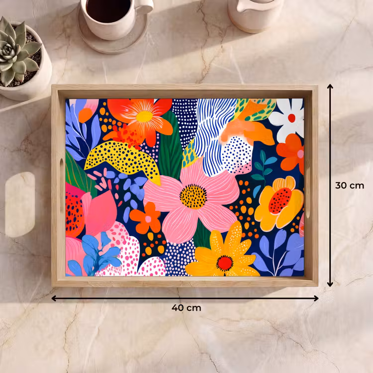 Tablett - Bunt - Blumen - Abstrakt - Punkte — 7