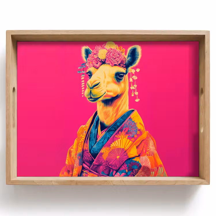 Tablett - Kamel - Blumen - Kimono - Fächer — 1