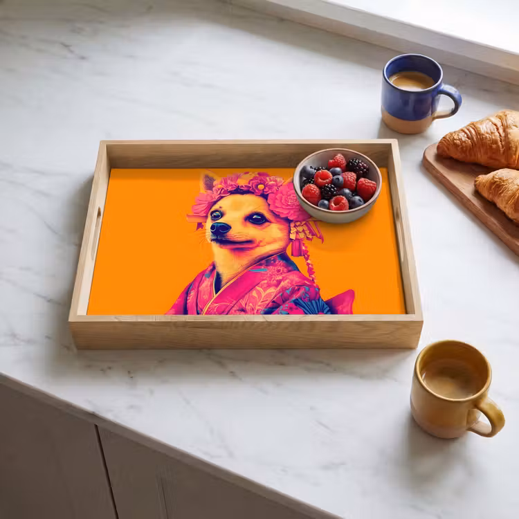 Tablett - Kimono - Hündchen - Blumenkrone - Orange — 3