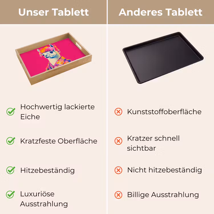 Tablett - Lama - Kimono - Blumenkranz - Hellrosa — 9