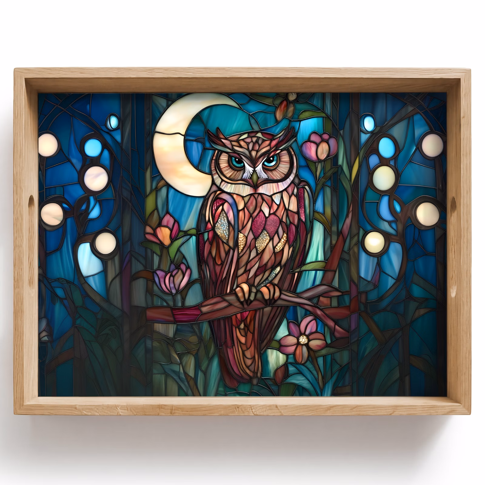 Tablett - Eule - Mosaik - Mond - Nacht — 1