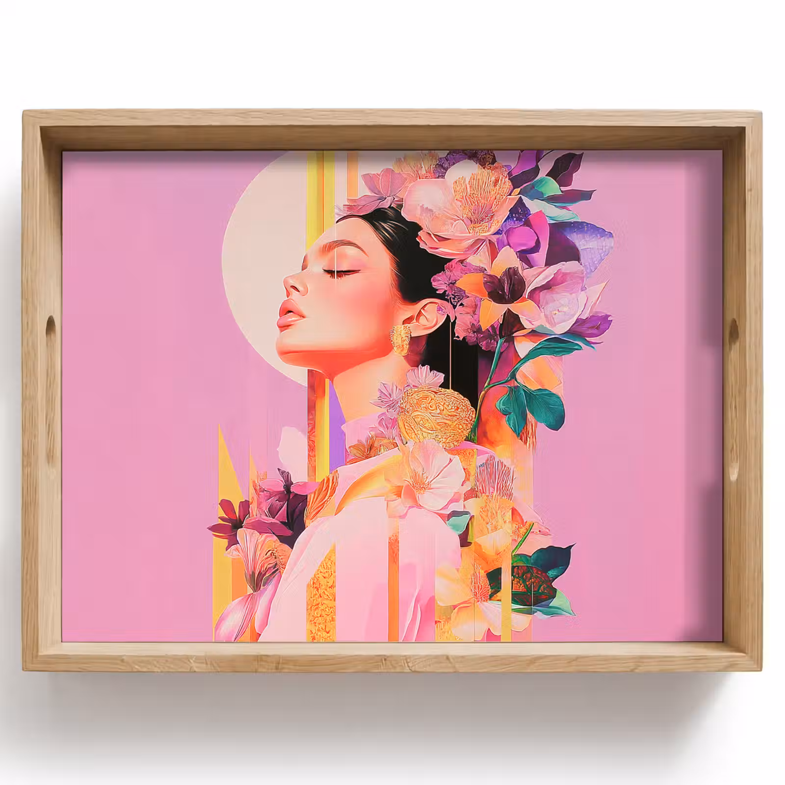 Tablett - Frau - Blumen - Lila - Abstrakt — 1