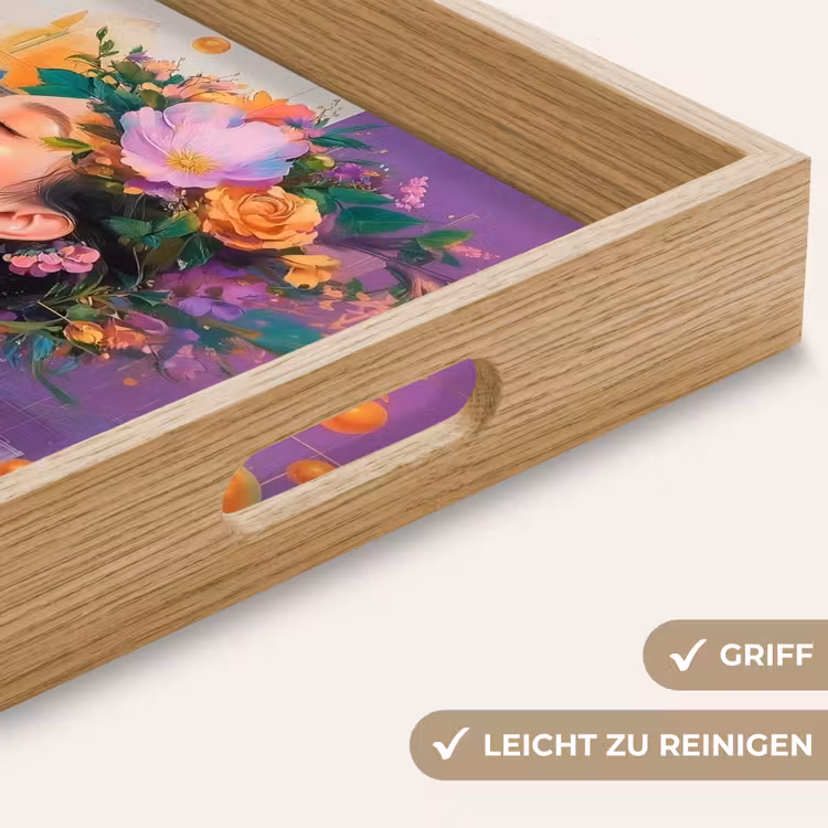 Tablett - Abstrakt - Frau - Blumenkrone - Gold — 8