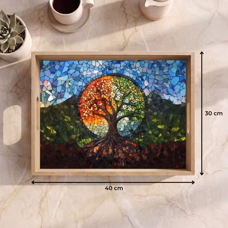 Tablett - Baum - Jahreszeiten - Mosaik - Berge — 7