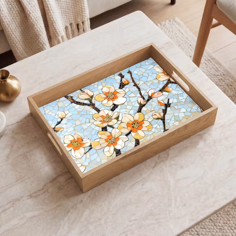 Tablett - Blüten - Weiß - Mosaik - Zweig — 2