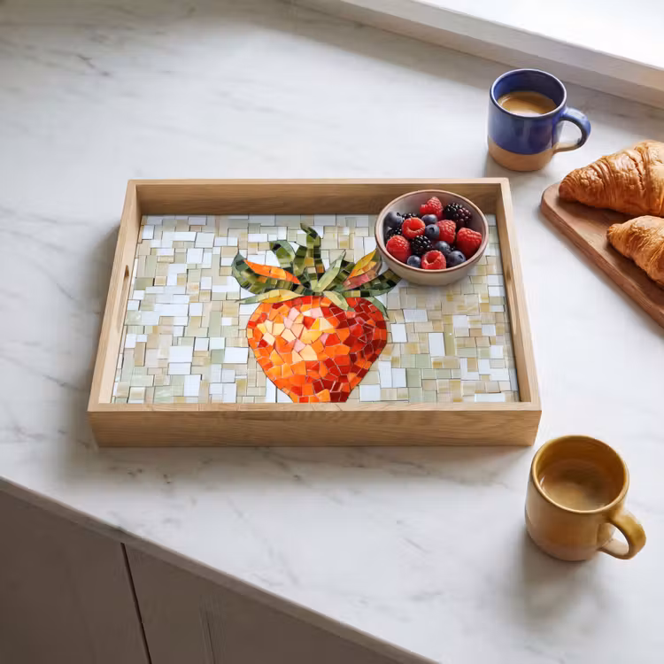 Tablett - Erdbeere - Rot - Mosaik - Obst — 3