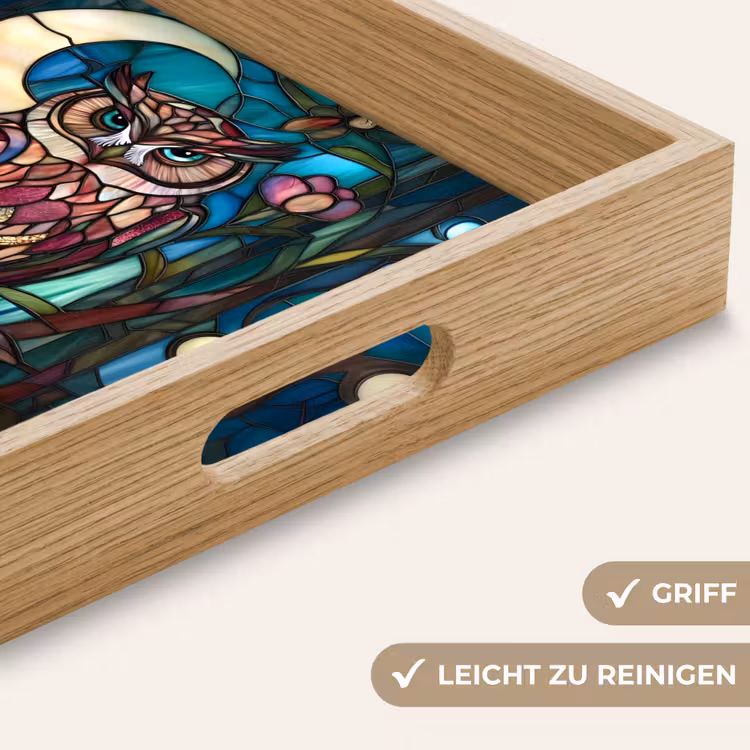 Tablett - Eule - Mosaik - Mond - Nacht — 8