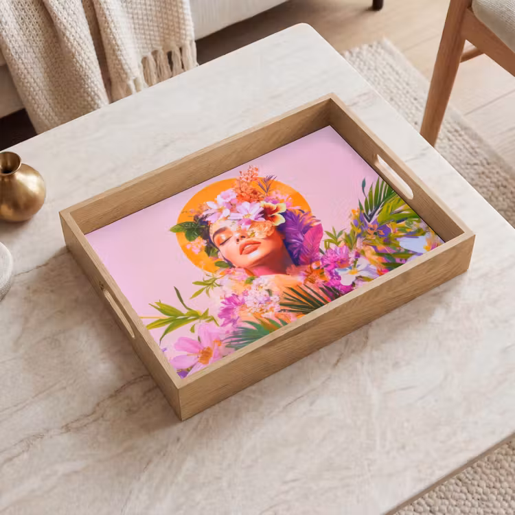 Tablett - Frau - Abstrakt - Kreis - Blumen — 2