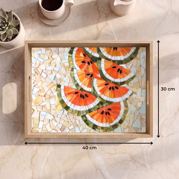 Tablett - Mosaik - Wassermelone - Rot - Kerne — 7