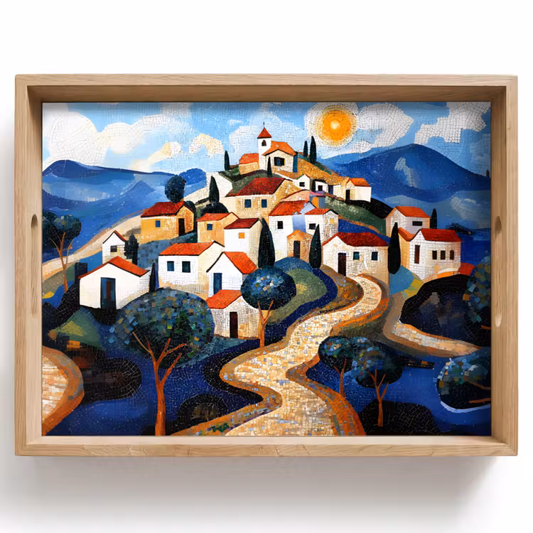Tablett - Dorf - Hügelig - Sonne - Mosaik — 1