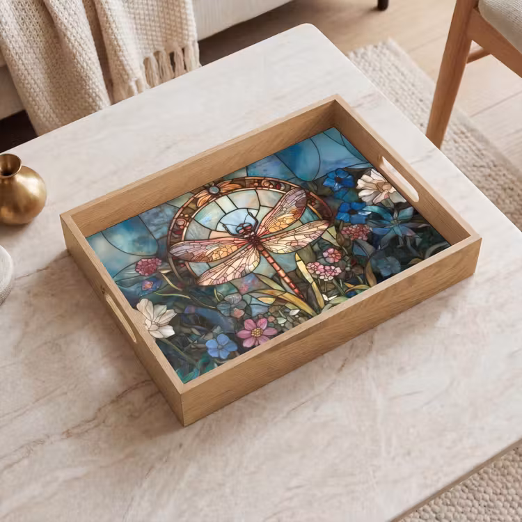 Tablett - Libelle - Mosaik - Blumen - Farbenfroh — 2