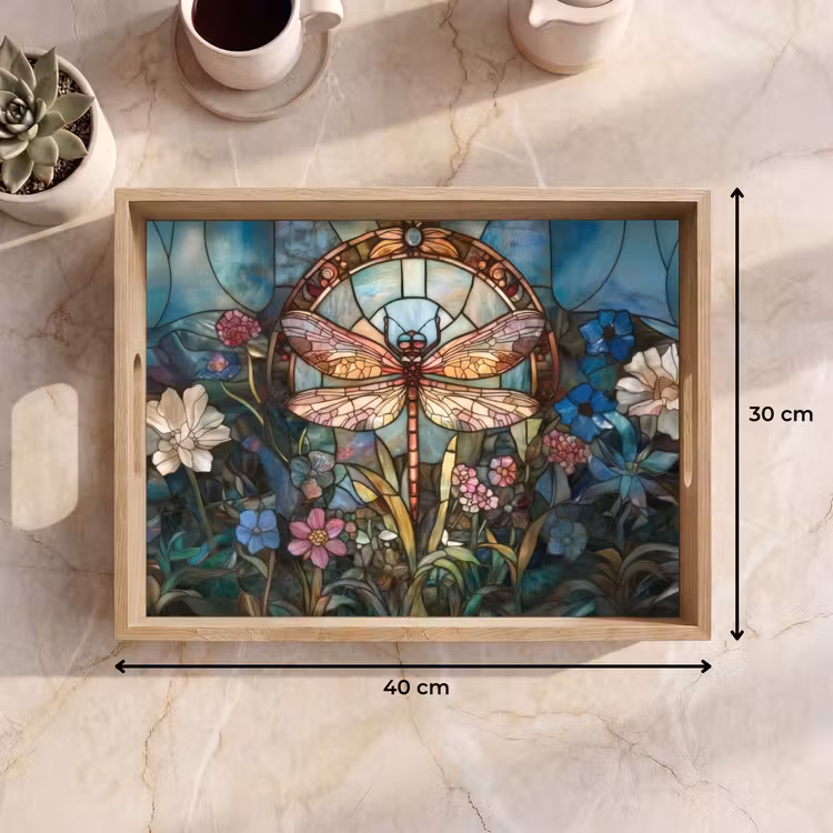 Tablett - Libelle - Mosaik - Blumen - Farbenfroh — 7