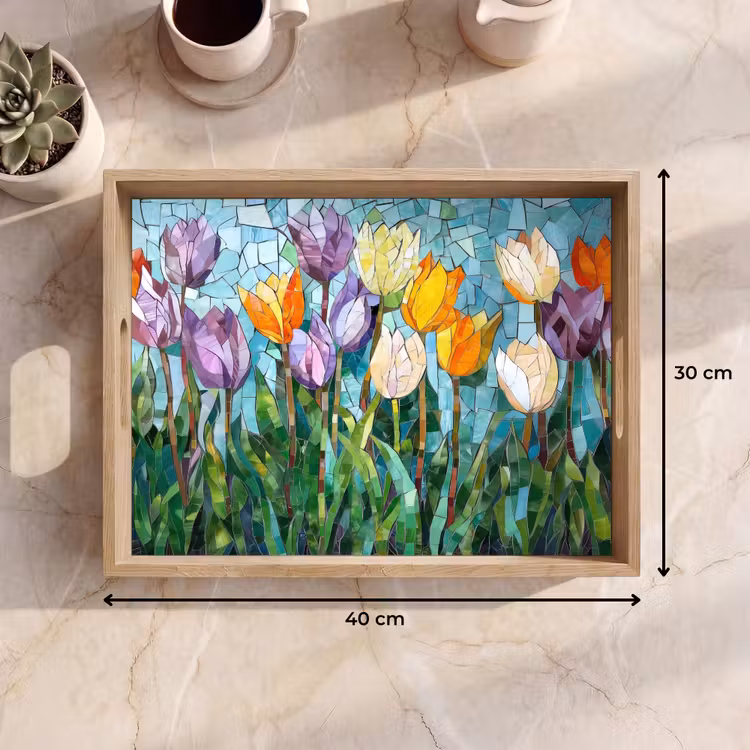 Tablett - Mosaik - Feld - Tulpen - Farbenfroh — 7