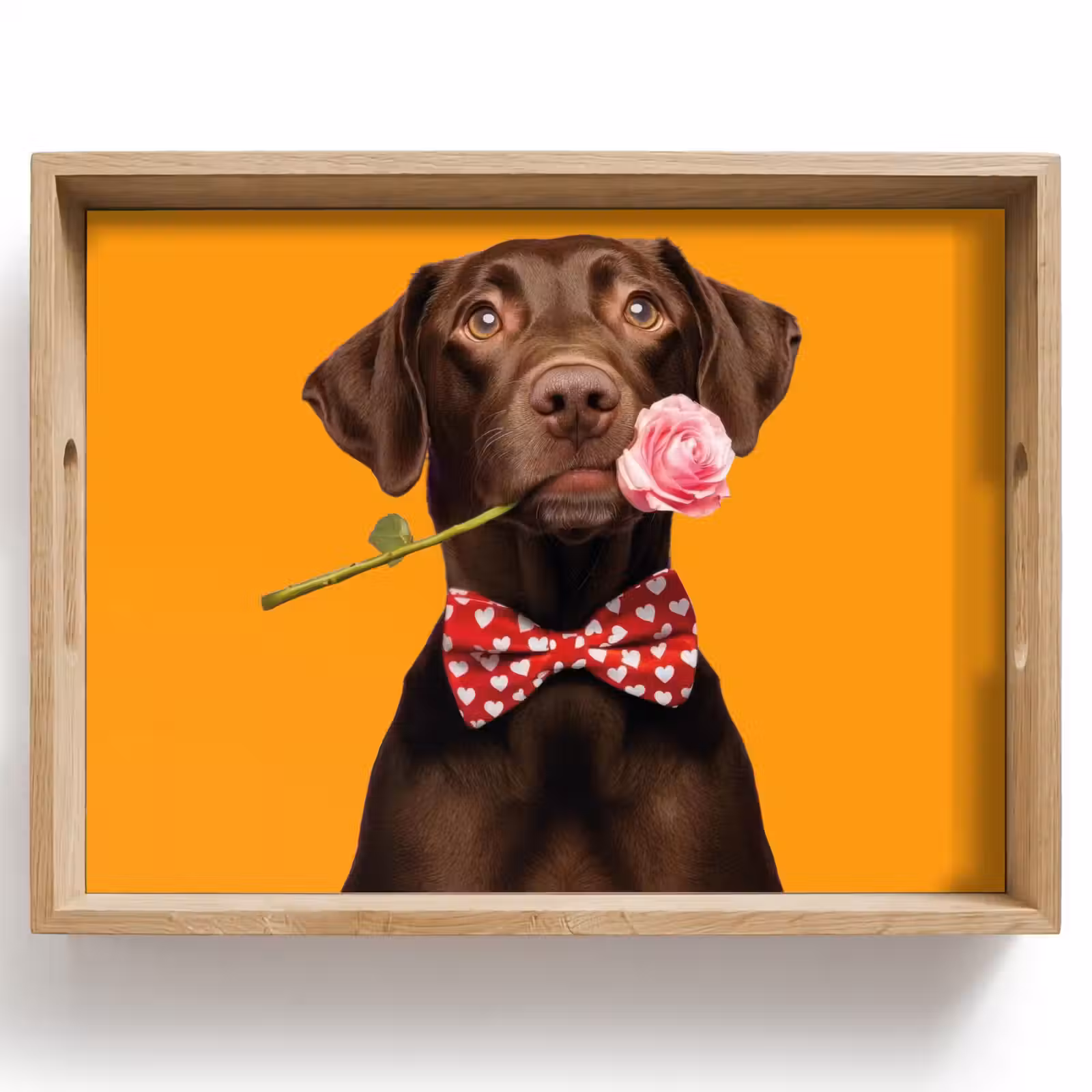 Tablett - Hund - Orange - Rose - Valentinstag — 1