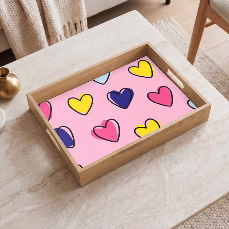 Tablett - Herzen - Valentinstag - Muster - Bunt — 2