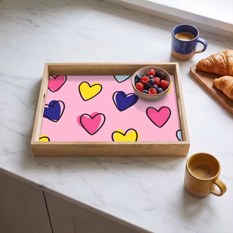 Tablett - Herzen - Valentinstag - Muster - Bunt — 3