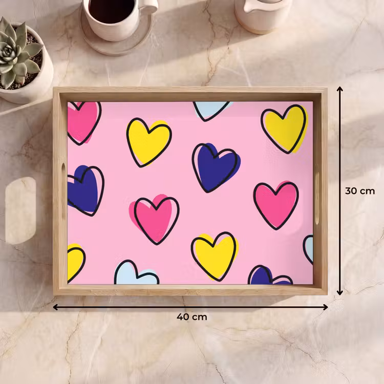 Tablett - Herzen - Valentinstag - Muster - Bunt — 7