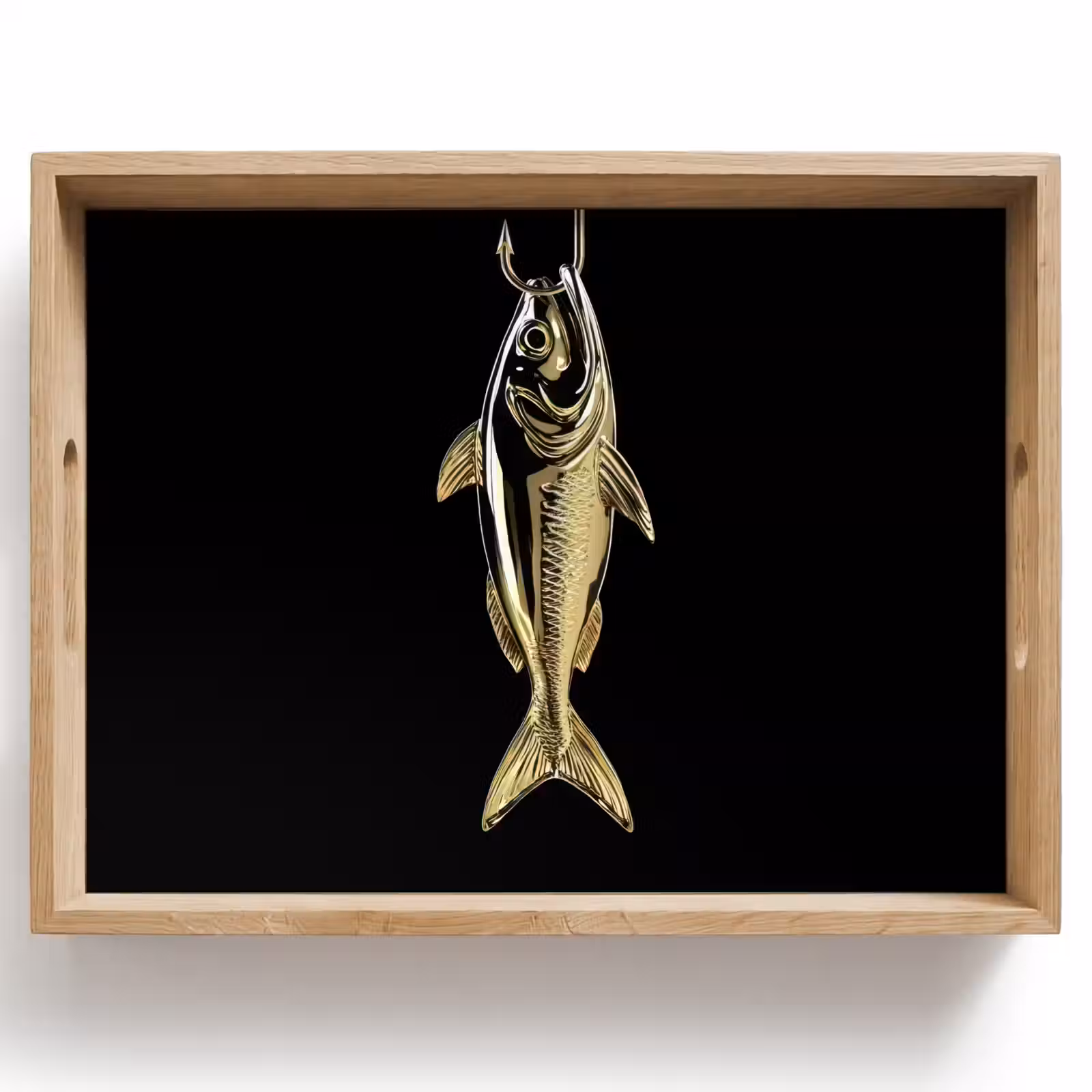 Tablett - Gold - Fisch - Haken - Schwarz — 1