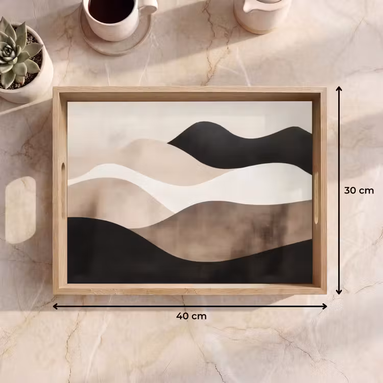 Tablett - Abstrakt - Landschaft - Wellen - Cremefarben — 7