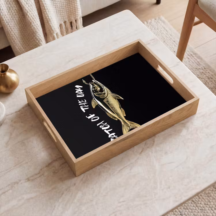 Tablett - Fisch - Schwarz - Gold - Text — 2