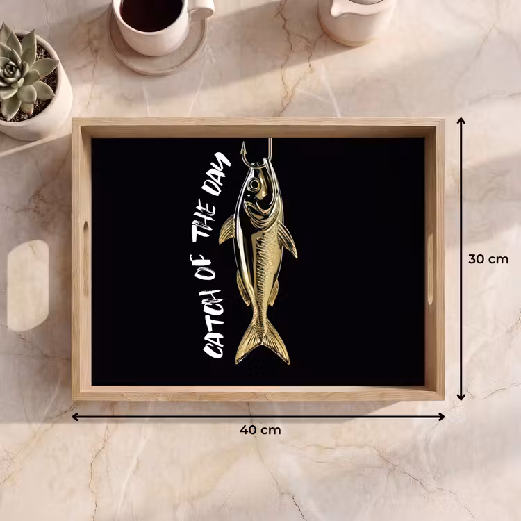 Tablett - Fisch - Schwarz - Gold - Text — 7