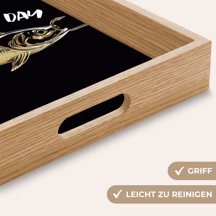 Tablett - Fisch - Schwarz - Gold - Text — 8