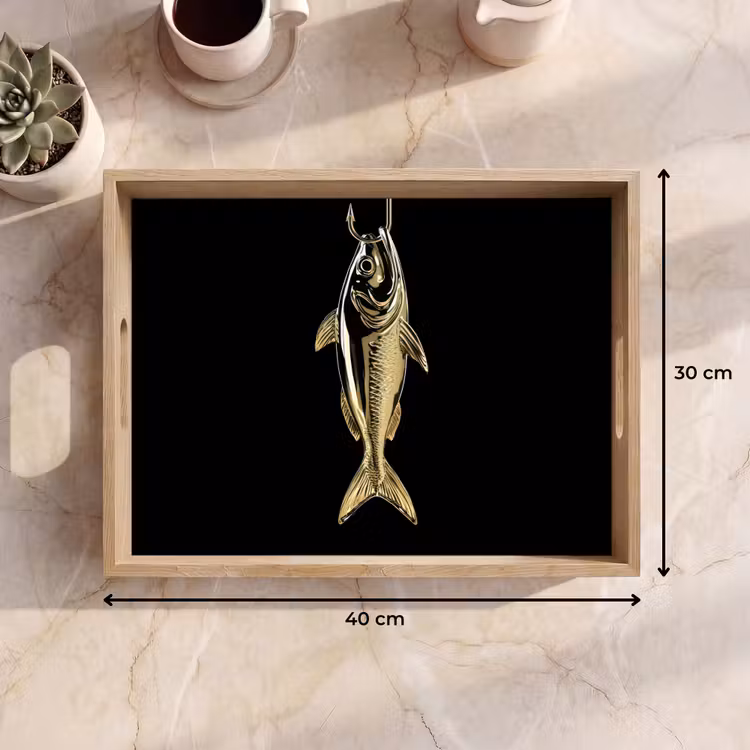 Tablett - Gold - Fisch - Haken - Schwarz — 7