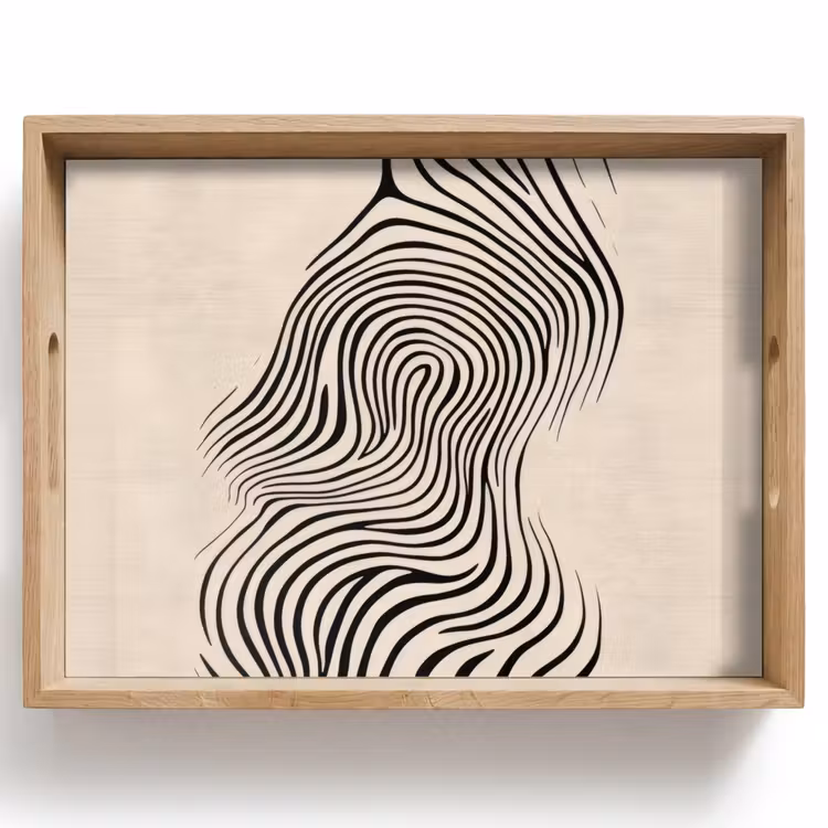 Tablett - Linien - Abstrakt - Gewellt - Schwarz — 1