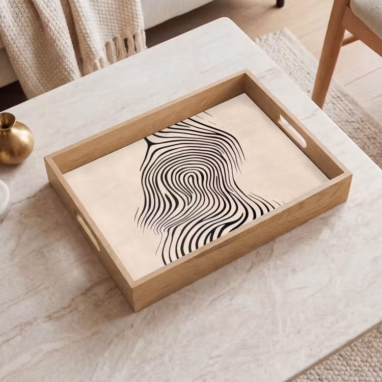 Tablett - Linien - Abstrakt - Gewellt - Schwarz — 2