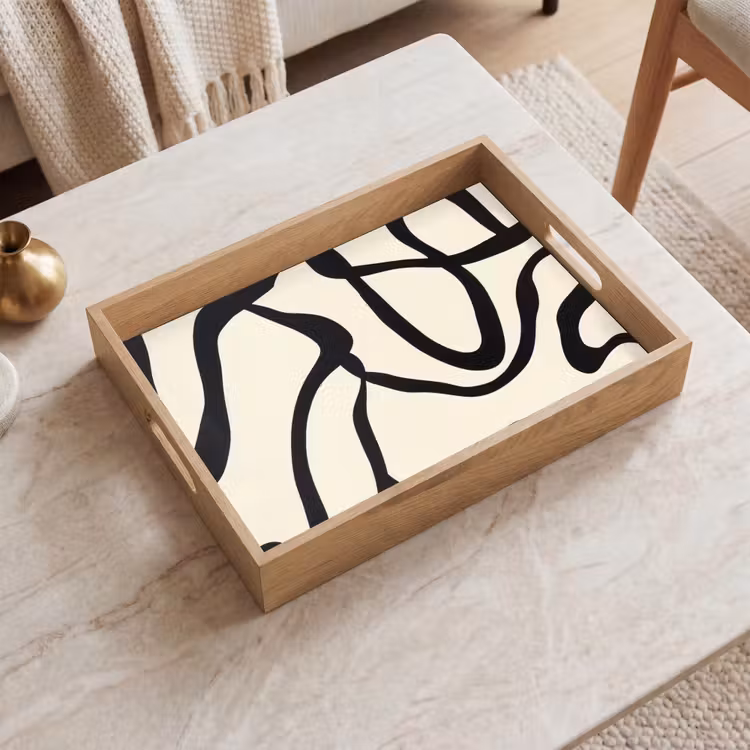 Tablett - Abstrakt - Linien - Modern - Beige — 2