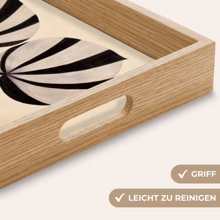 Tablett - Blätter - Gestreift - Stängel - Beige — 8