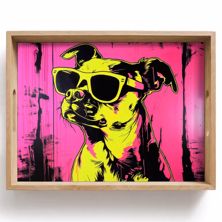 Tablett - Hund - Sonnenbrille - Rosa - Kunst — 1