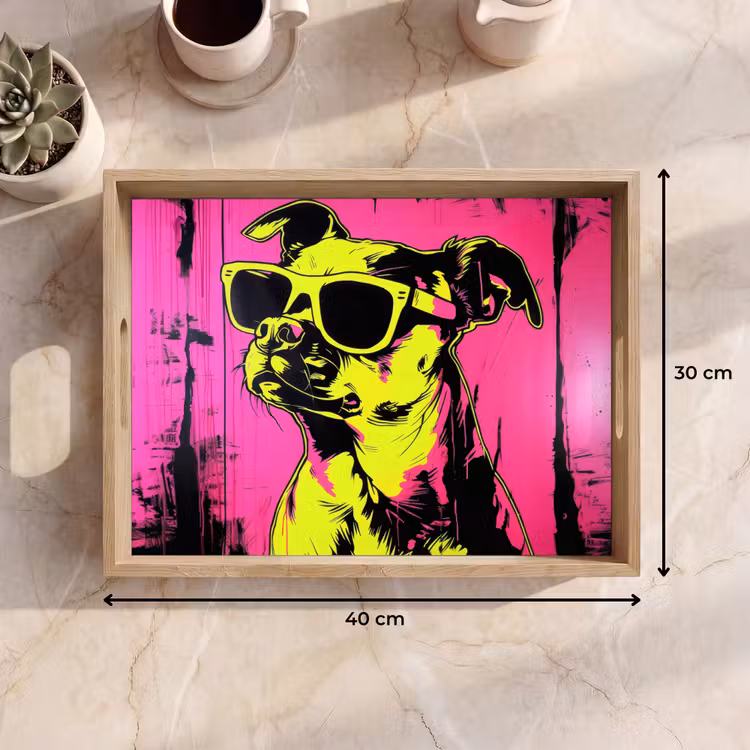 Tablett - Hund - Sonnenbrille - Rosa - Kunst — 7