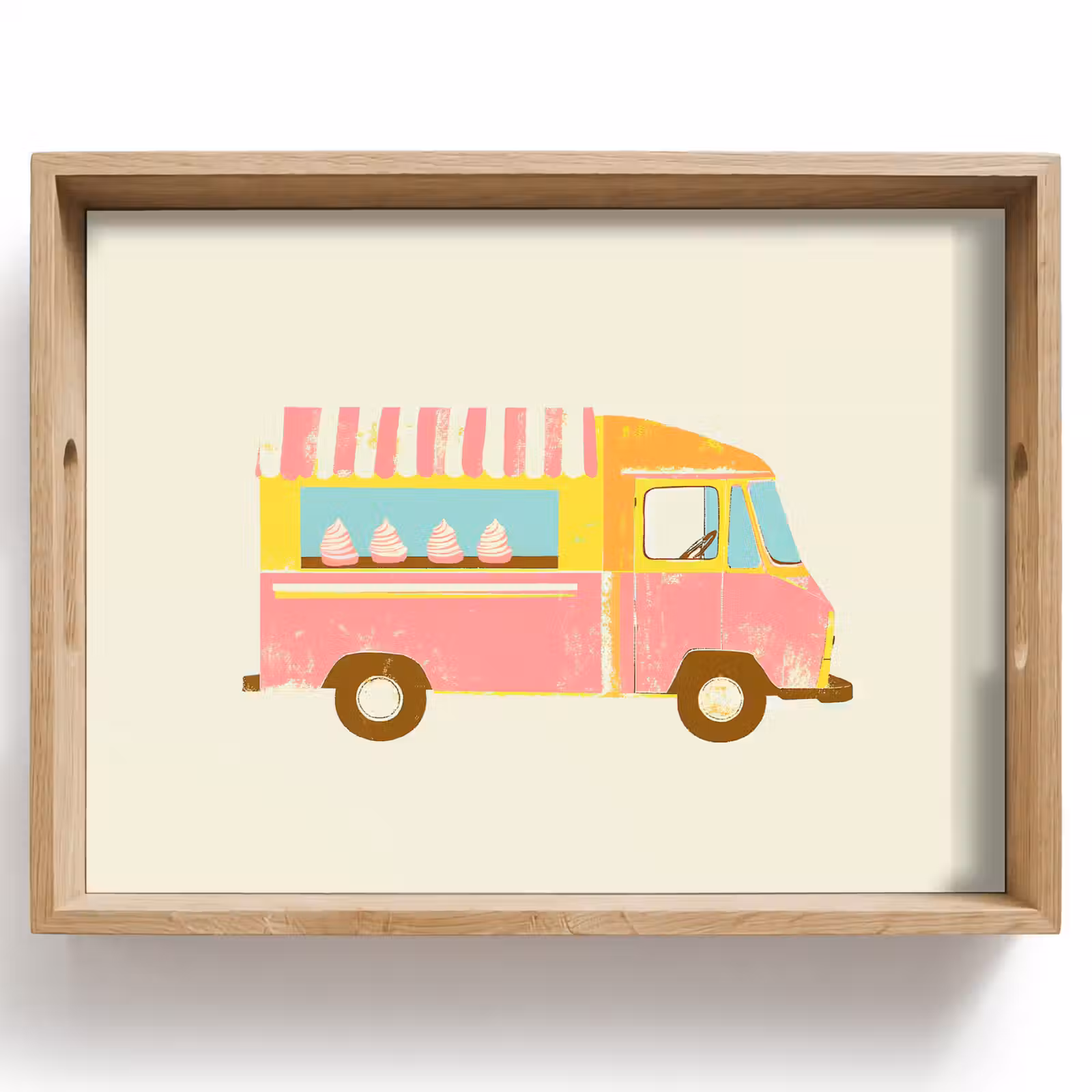 Tablett - Eiscreme-Wagen - Retro - Softeis - Rosa — 1