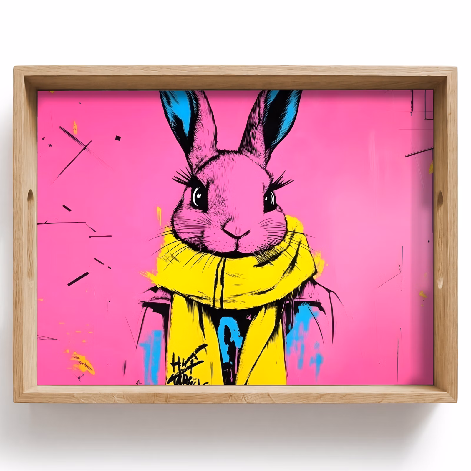 Tablett - Kaninchen - Hellrosa - Schal - Abstrakt — 1