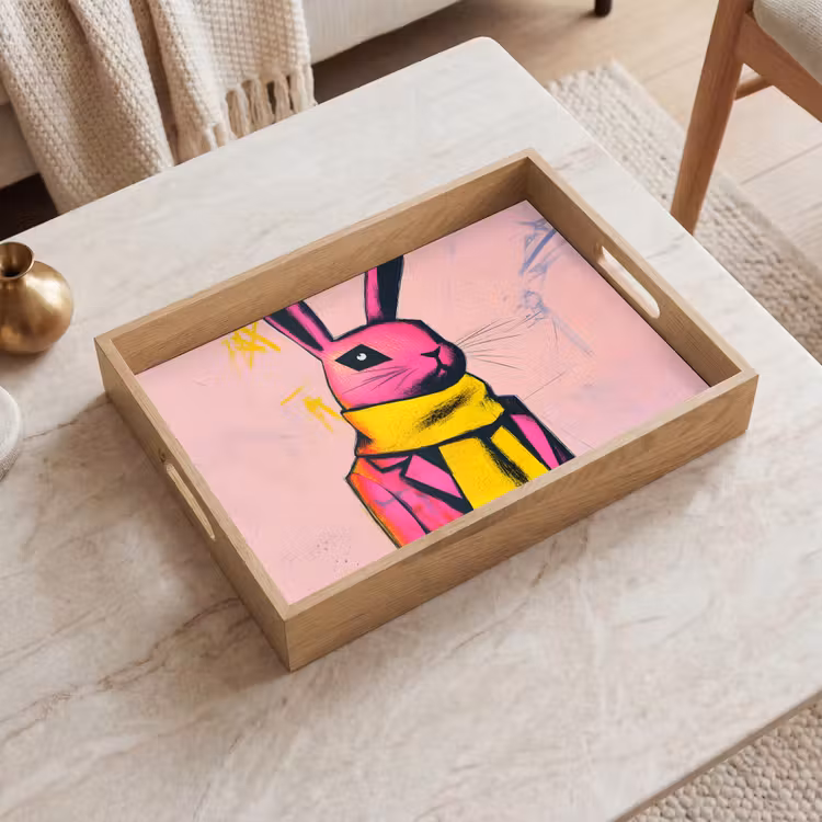 Tablett - Abstrakt - Kaninchen - Halstuch - Gelb — 2
