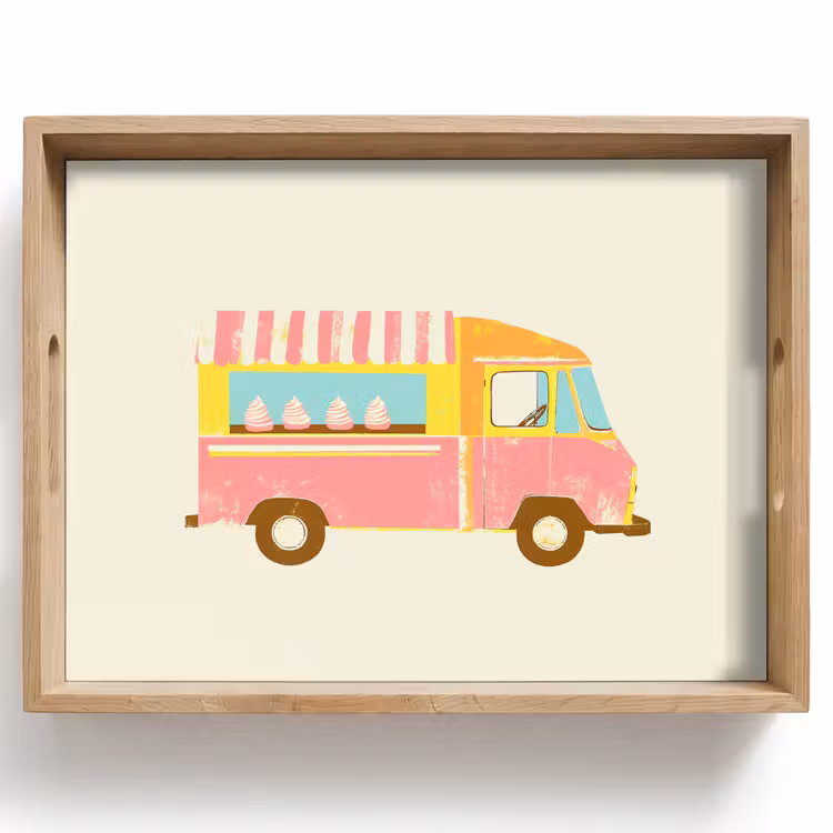 Tablett - Eiscreme-Wagen - Retro - Softeis - Rosa — 1